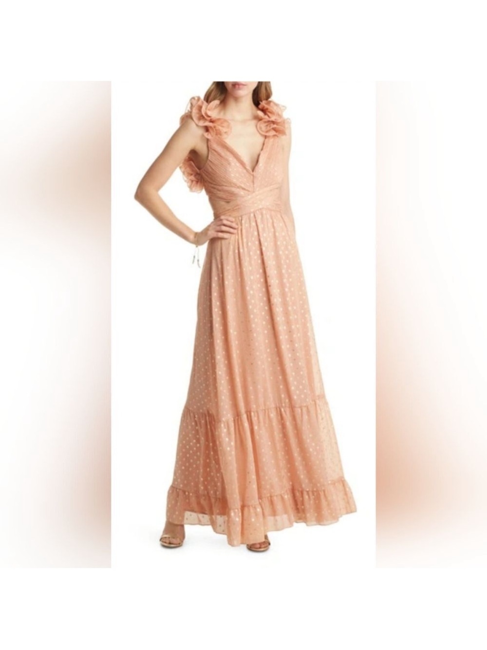 Vici Shimmer Chiffon Cutout Maxi Dress